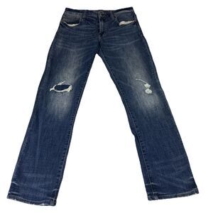 American Eagle Jeans Mens 32 x 32 Slim Straight Fit Medium Wash Denim Distressed